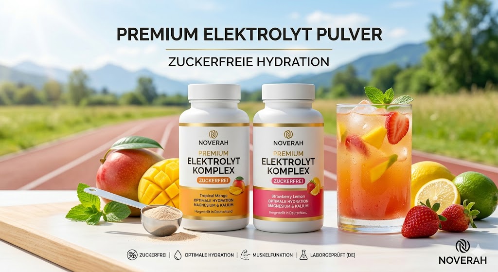 Elektrolytpulver zuckerfrei für Hydration, Muskelkfunktion und Alltag, Premium-Supplement von Noverah.