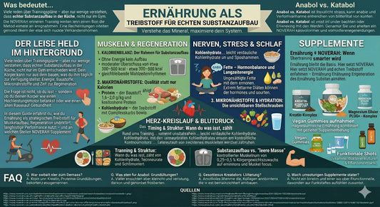Ernährung für Muskelaufbau, Regeneration und Leistung mit Makronährstoffen, Mikronährstoffen und Supplementen.