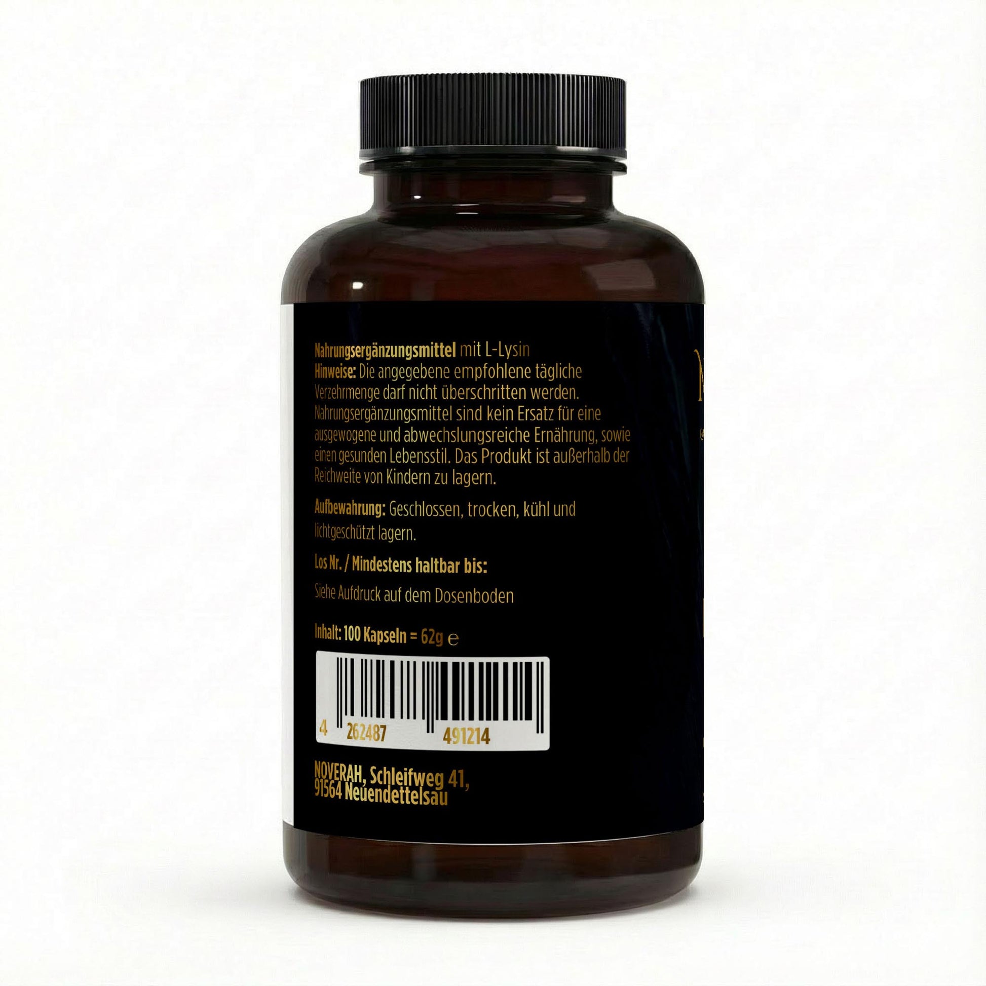 NOVERAH L-Lysin 1.000 mg – NOVERAH Qualitätssiegel und Zertifizierungen. Laborgeprüfte Reinheit. Premium Qualität.