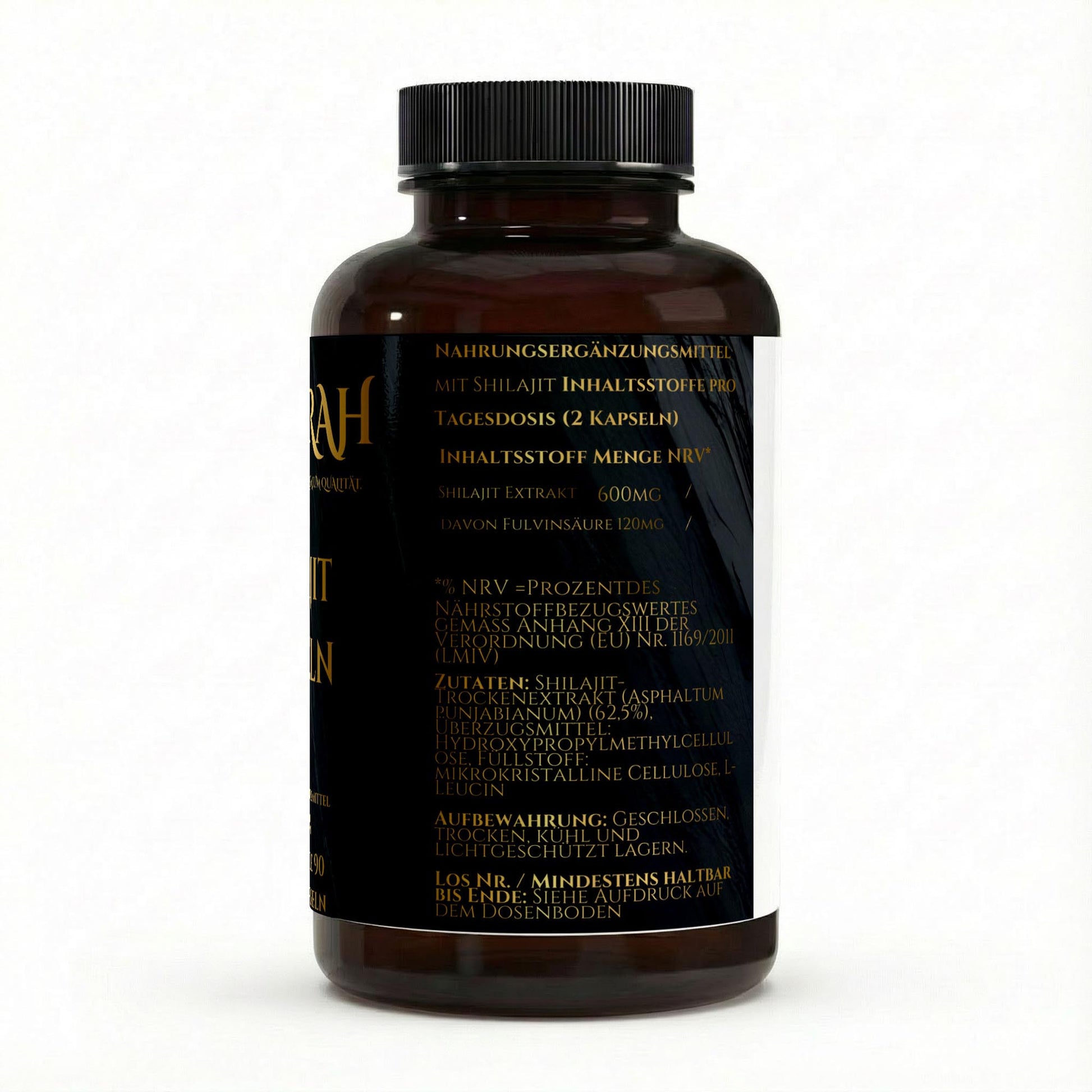 NOVERAH Shilajit Kapseln – Produktdetail mit Nährwertangaben. Laborgeprüfte Reinheit. Premium Qualität.