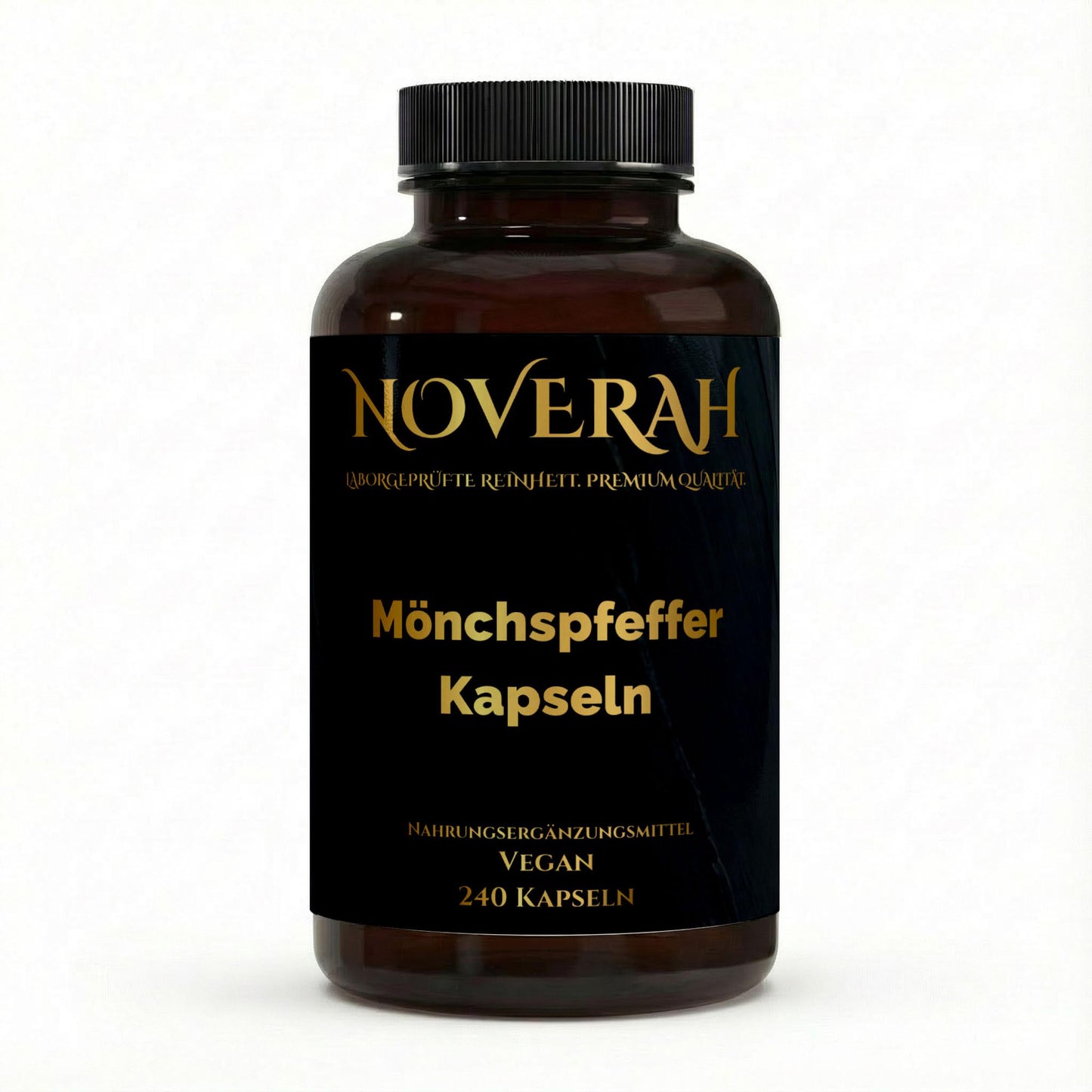 NOVERAH Mönchspfeffer Extrakt – Vegane Kapseln Frontansicht. Laborgeprüfte Reinheit. Premium Qualität.
