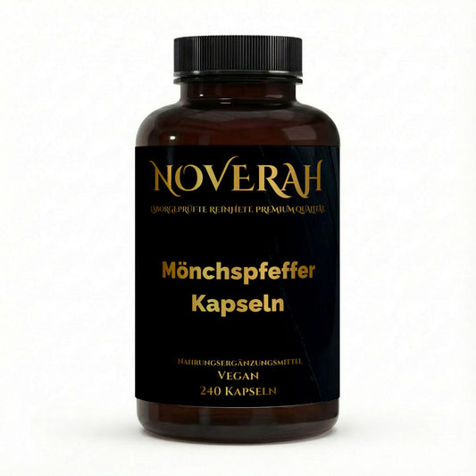 NOVERAH Mönchspfeffer Extrakt – Vegane Kapseln Frontansicht. Laborgeprüfte Reinheit. Premium Qualität.