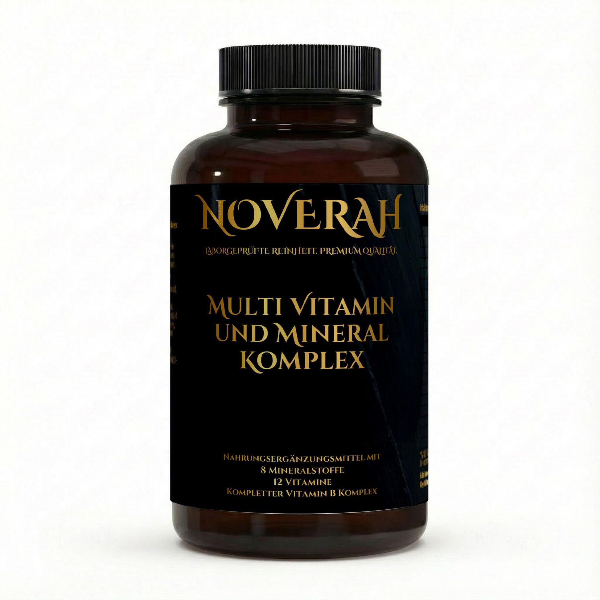 NOVERAH Multivitamin & Mineral Komplex – Kapseln Frontansicht. Laborgeprüfte Reinheit. Premium Qualität.