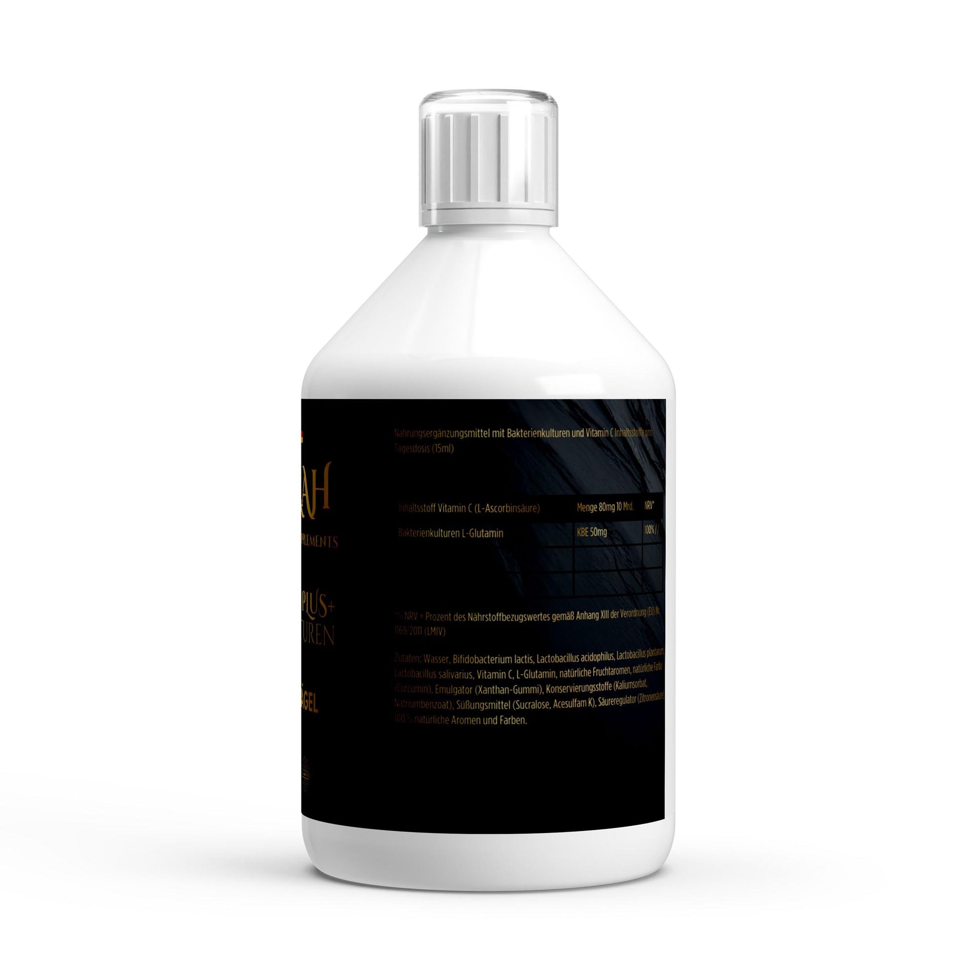 NOVERAH Vita Balance PLUS+ Bakterienkulturen Liquid – Produktdetail mit Nährwertangaben. Laborgeprüfte Reinheit. Premium Qualität.