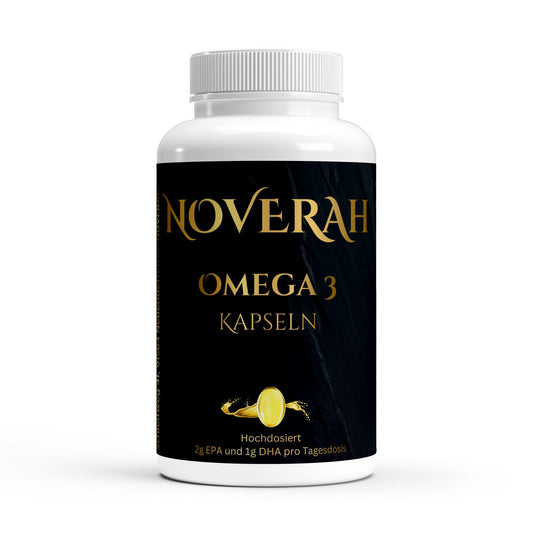 NOVERAH Omega 3 Fischöl Triglyceride – Kapseln Frontansicht. Laborgeprüfte Reinheit. Premium Qualität.
