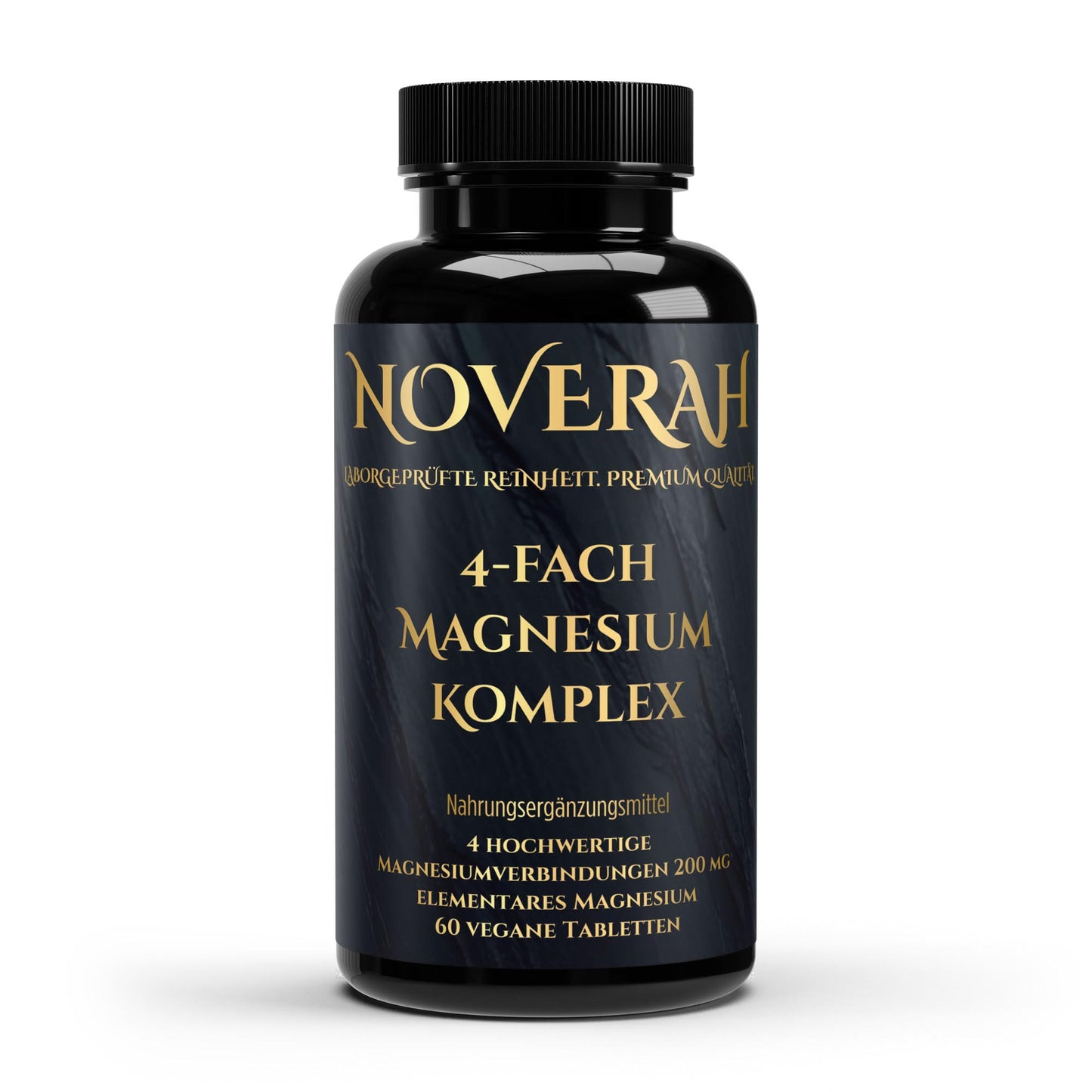 NOVERAH Magnesium 4-fach Komplex – Kapseln Frontansicht. Laborgeprüfte Reinheit. Premium Qualität.