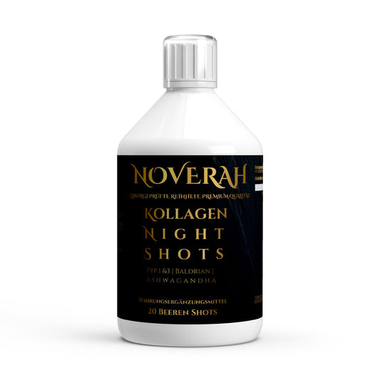 NOVERAH Liquid Kollagen Night Komplex – Flasche Frontansicht. Laborgeprüfte Reinheit. Premium Qualität.