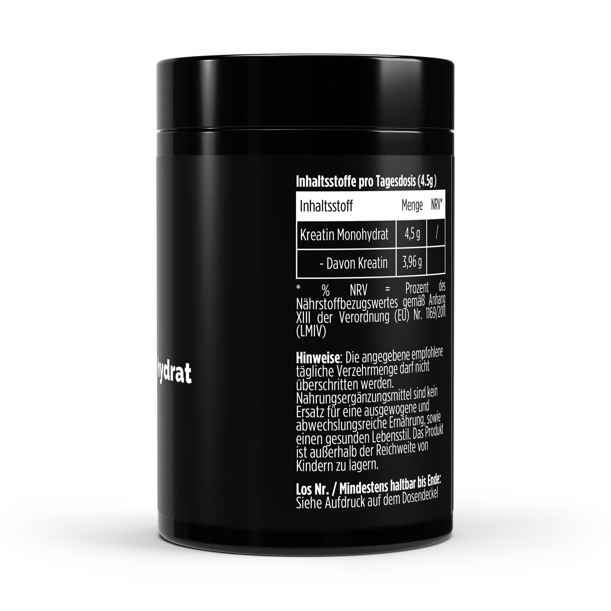 NOVERAH Kreatin Monohydrat Geschmacksneutral – Produktdetail mit Nährwertangaben. Laborgeprüfte Reinheit. Premium Qualität.