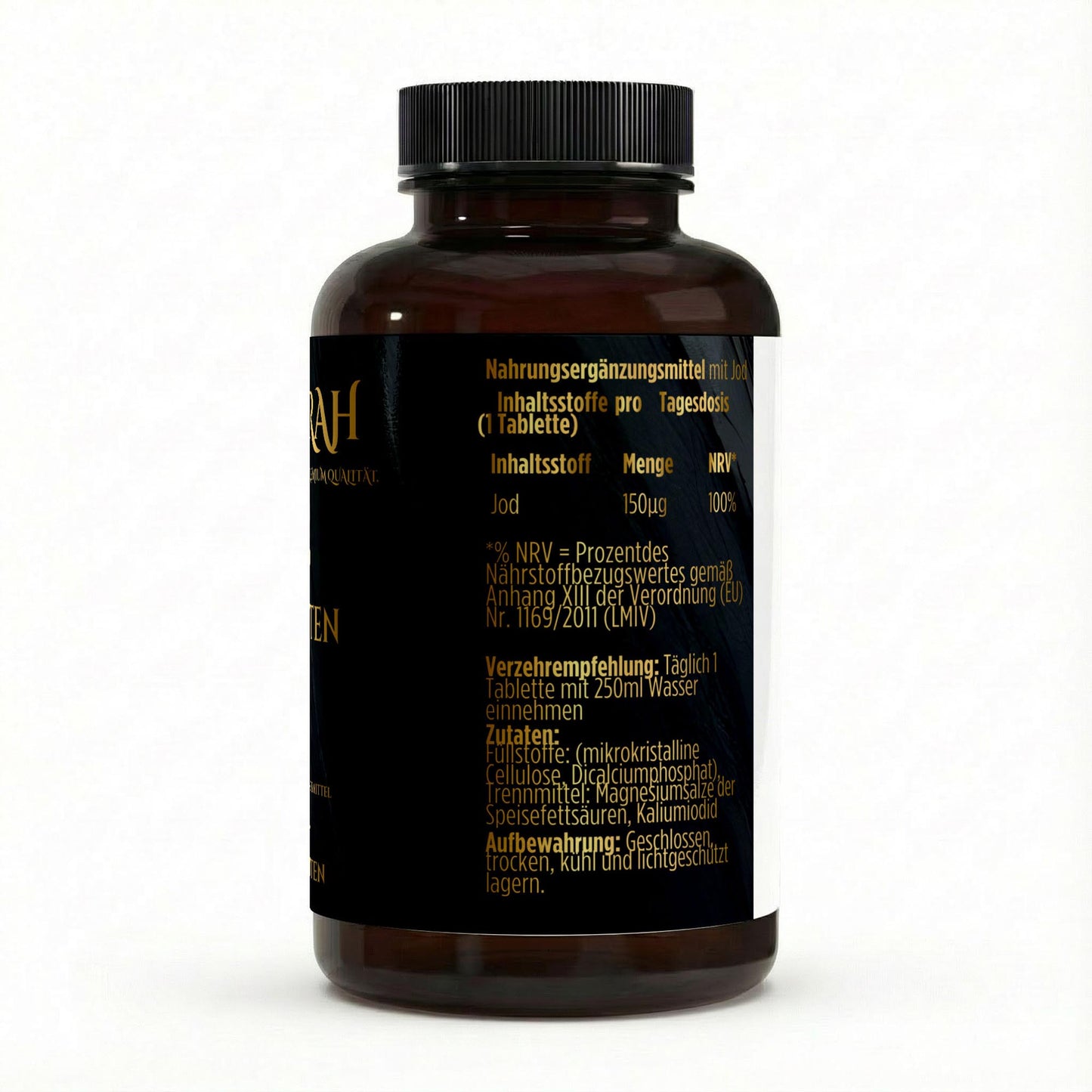 NOVERAH Jod Tabletten – Produktdetail mit Nährwertangaben. Laborgeprüfte Reinheit. Premium Qualität.