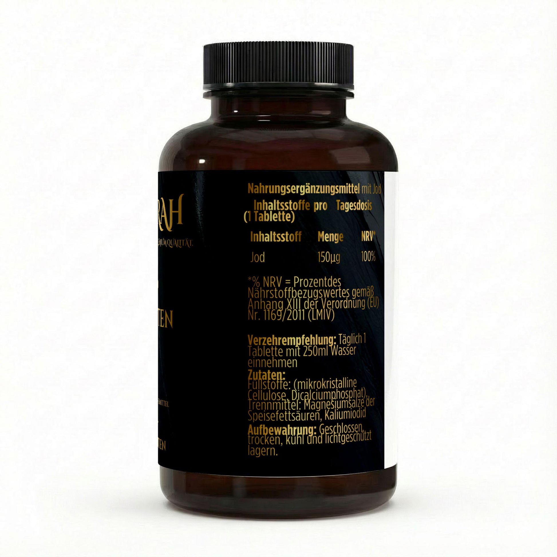 NOVERAH Jod Tabletten – Produktdetail mit Nährwertangaben. Laborgeprüfte Reinheit. Premium Qualität.
