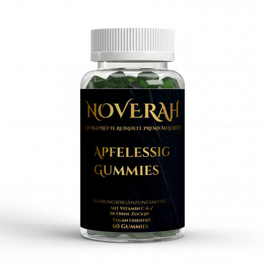 NOVERAH Apfelessig Gummies – Vegane Gummies Frontansicht. Laborgeprüfte Reinheit. Premium Qualität.