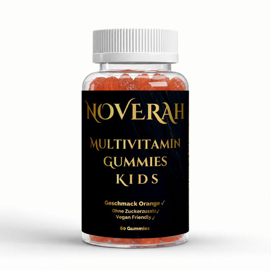 NOVERAH Multivitamin Gummies Kids Orange – Vegane Kinder-Gummies Frontansicht. Laborgeprüfte Reinheit. Premium Qualität.