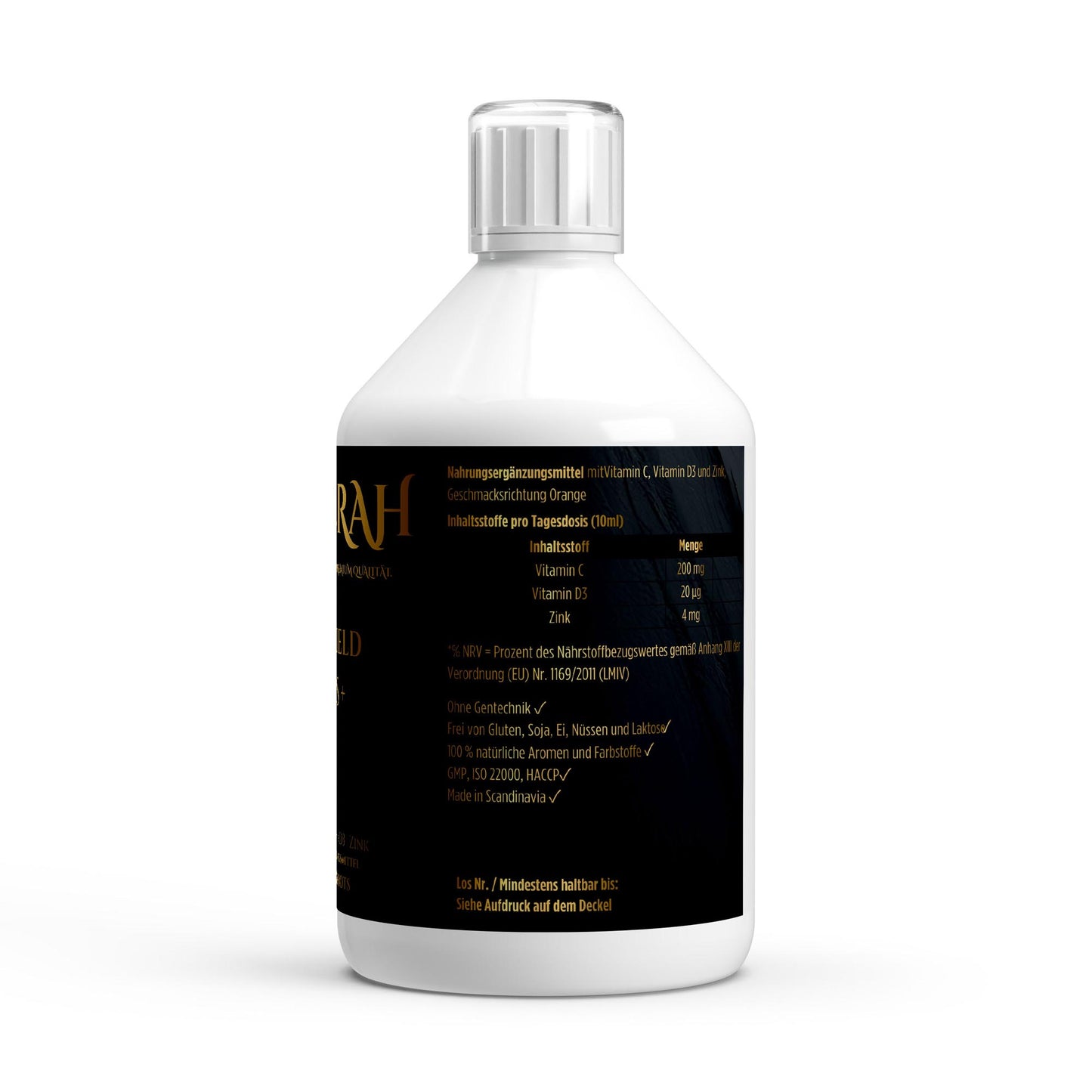NOVERAH Immun Shot – Produktdetail mit Nährwertangaben. Laborgeprüfte Reinheit. Premium Qualität.