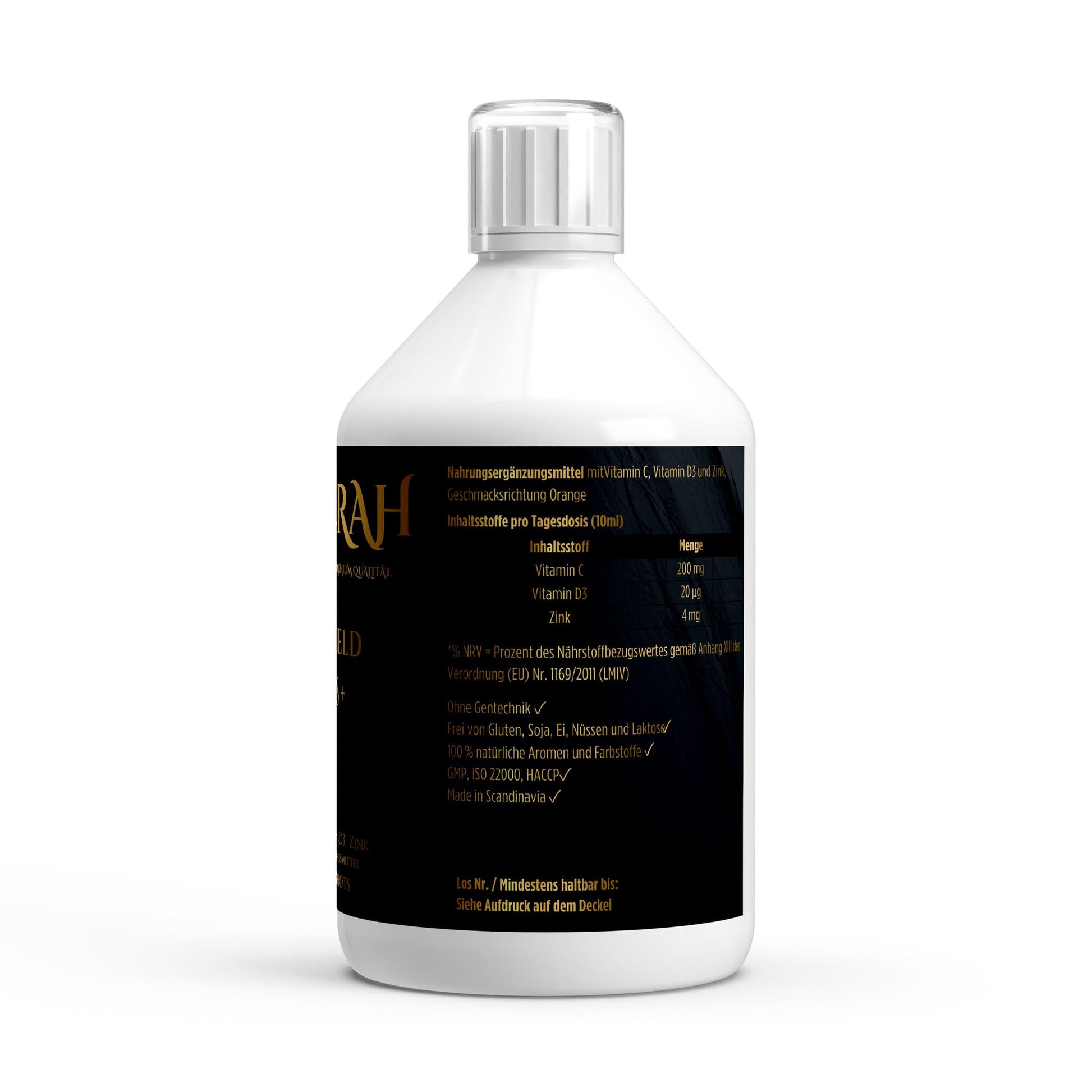 NOVERAH Immun Shot – Produktdetail mit Nährwertangaben. Laborgeprüfte Reinheit. Premium Qualität.