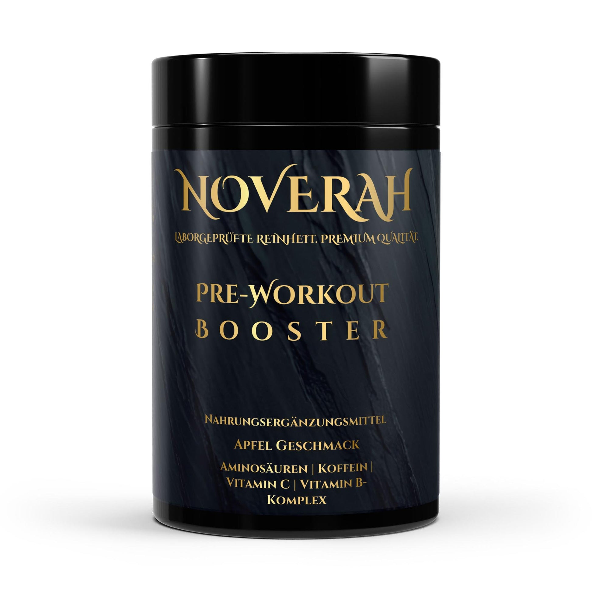 NOVERAH Pre-Workout Booster – Pulver Frontansicht 520g. Laborgeprüfte Reinheit. Premium Qualität.