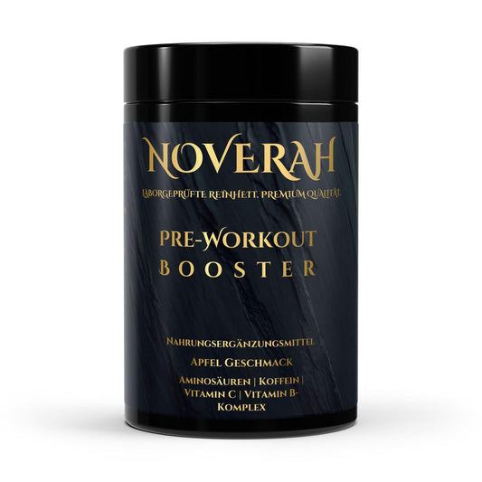 NOVERAH Pre-Workout Booster – Pulver Frontansicht 520g. Laborgeprüfte Reinheit. Premium Qualität.