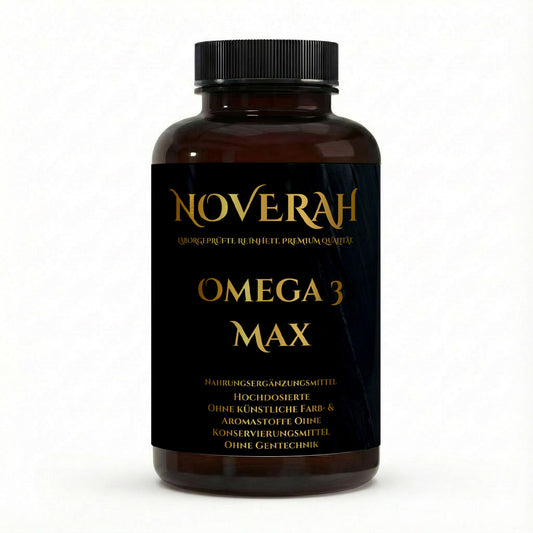 NOVERAH Omega-3 Fischöl – Wildfang Fischöl Kapseln Frontansicht. Laborgeprüfte Reinheit. Premium Qualität.