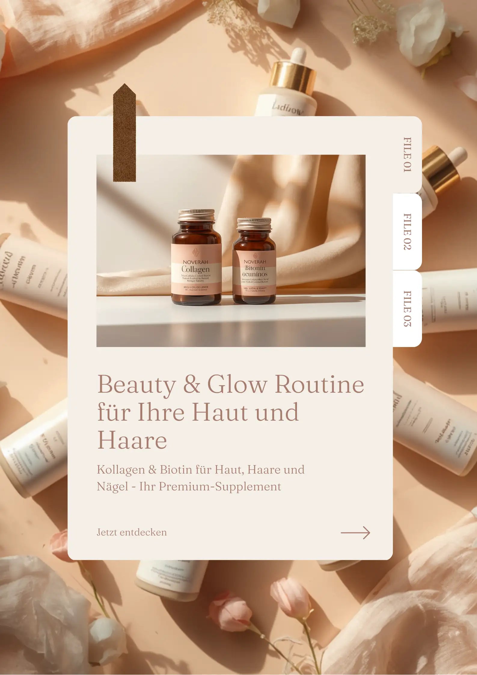 NOVERAH Beauty & Glow Routine – Marine Kollagen, Vitamin C & Zink im Set. Laborgeprüfte Reinheit. Premium Qualität.
