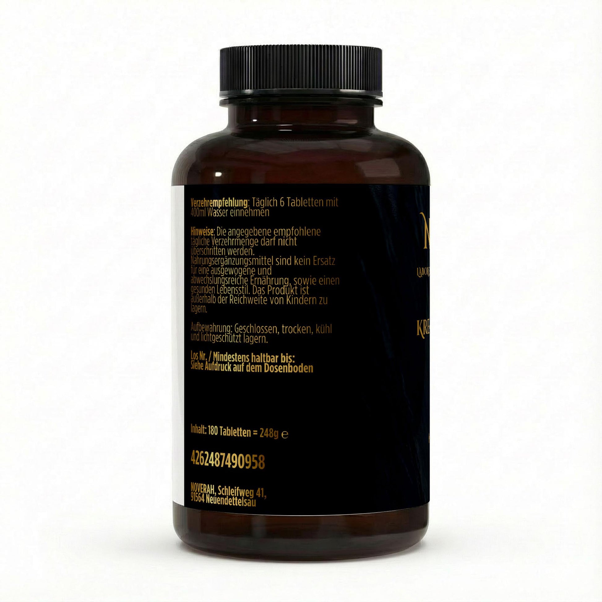 NOVERAH Kreatin Tabletten – Qualitätssiegel und Zertifizierungen. Laborgeprüfte Reinheit. Premium Qualität.