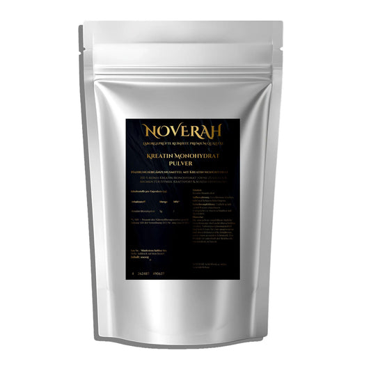NOVERAH Kreatin Monohydrat – Mikronisiertes Pulver Frontansicht. Laborgeprüfte Reinheit. Premium Qualität.
