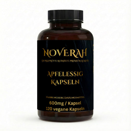 NOVERAH Apfelessig Extrakt Kapseln – Vegane Kapseln Frontansicht. Laborgeprüfte Reinheit. Premium Qualität.
