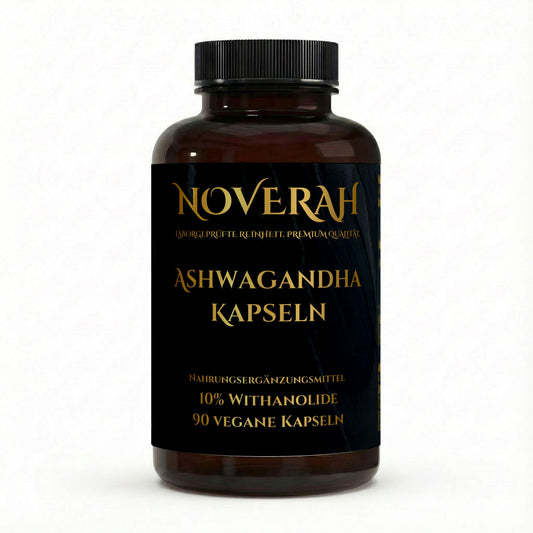NOVERAH Ashwagandha Kapseln – Vegane Kapseln Frontansicht. Laborgeprüfte Reinheit. Premium Qualität.