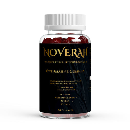 NOVERAH Löwenmähne Gummies – Vegane Gummies Frontansicht. Laborgeprüfte Reinheit. Premium Qualität.