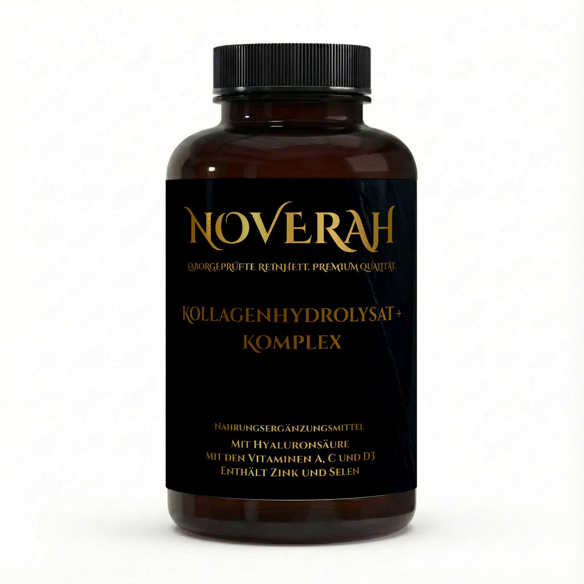 NOVERAH Kollagenhydrolysat PLUS – Kapseln Frontansicht. Laborgeprüfte Reinheit. Premium Qualität.