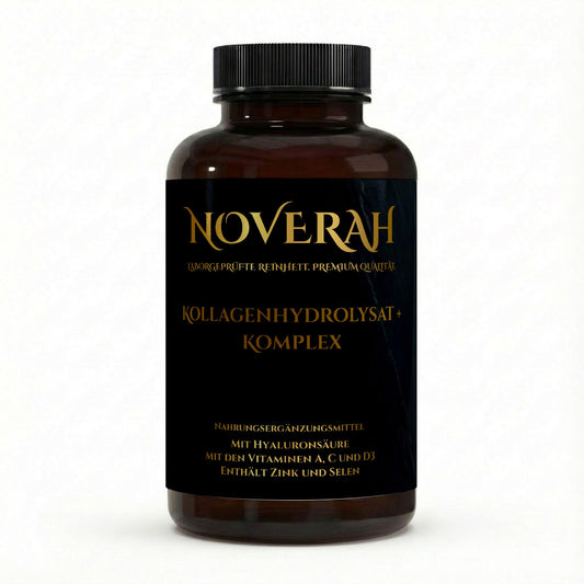 NOVERAH Kollagenhydrolysat PLUS – Kapseln Frontansicht. Laborgeprüfte Reinheit. Premium Qualität.