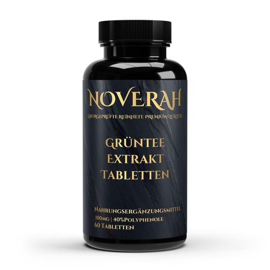NOVERAH Grüntee Extrakt – Tabletten Frontansicht. Laborgeprüfte Reinheit. Premium Qualität.