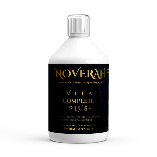 NOVERAH Vita Complete PLUS+ Liquid – Flüssige Multivitamine Frontansicht. Laborgeprüfte Reinheit. Premium Qualität.