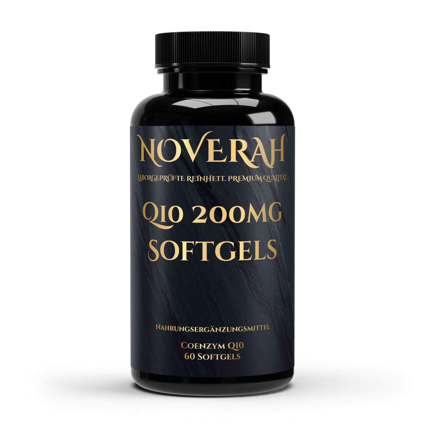 NOVERAH Coenzym Q10 200mg – Kapseln Frontansicht. Laborgeprüfte Reinheit. Premium Qualität.