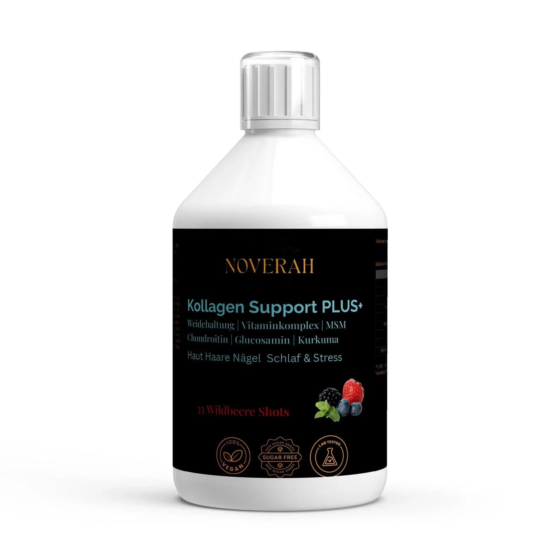 Kollagen Support PLUS+ Shots (1500 DA) - Wild Berry - 500ml - Noverah
