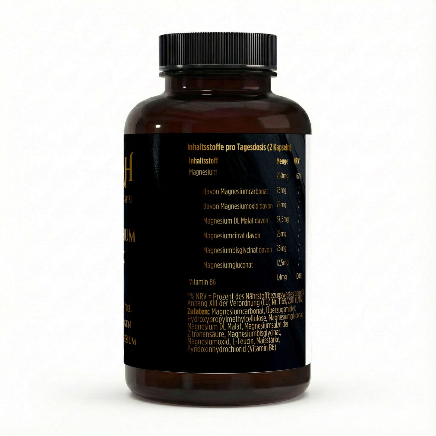 Inhaltsstoffe von NOVERAH Magnesium Komplex Kapseln 6 fach mit Vitamin B6 mit detaillierter Deklaration der Zusammensetzung – NOVERAH